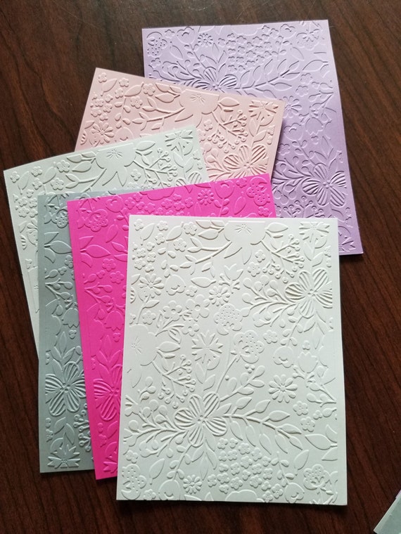 10 Embossed Floral 5x7 or 4x6 Cardstock Backgrounds, Toppers and Card  Fronts 
