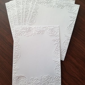 10 Embossed Cardstock Floral Frame Background | Embossed Card Front Topper | Floral Cardstock | Embossed Junk Journal Paper Ephemera