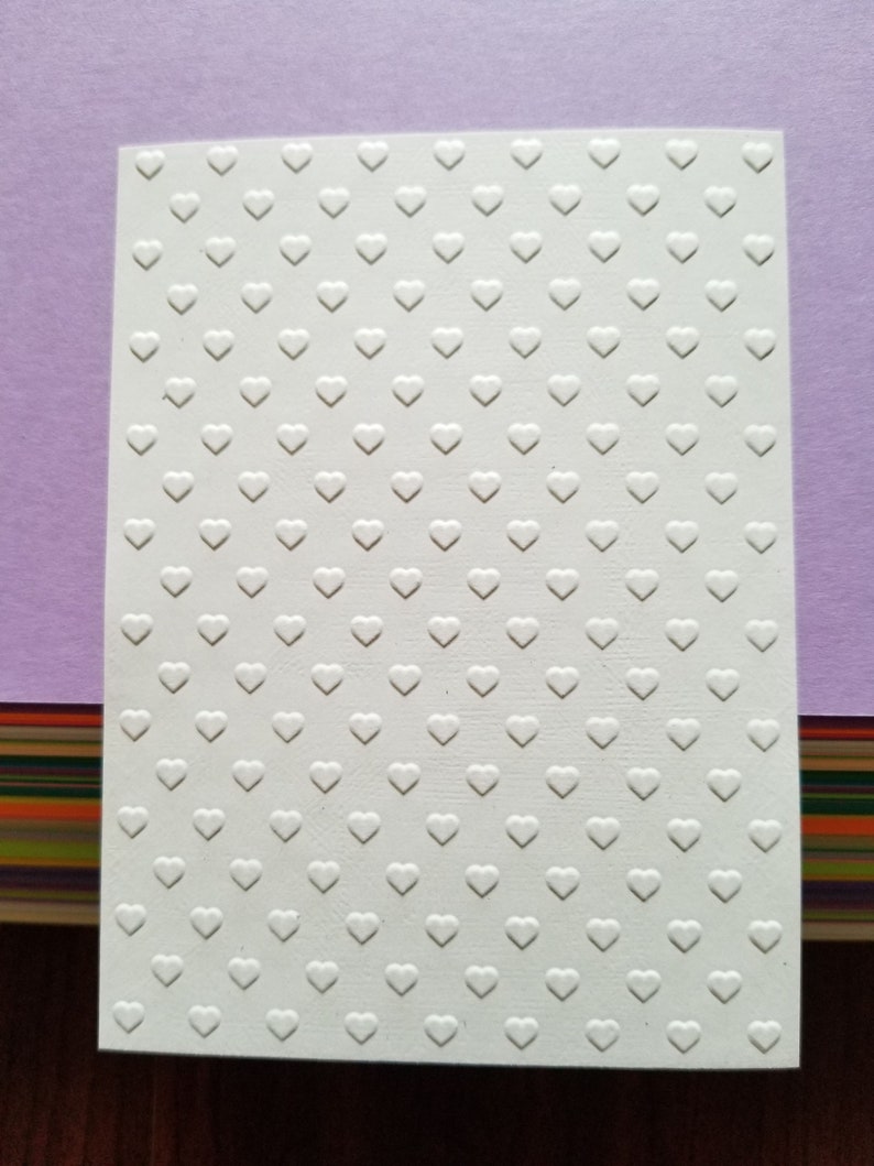 Cardstock Front 12 Mini Heart Embossed Cardstock Background Sheets | Embossed Card ...