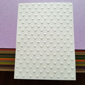 Cardstock Front 12 Mini Heart Embossed Cardstock Background Sheets | Embossed Card ...