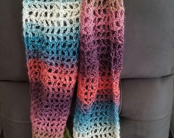 Scarf - Handmade 60" Multi Color Crocheted