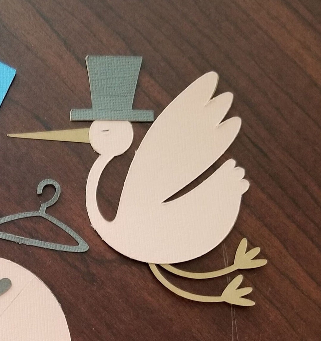 Die Cut Paper Baby Stork Newborn Die Cuts Baby Ephemera for Junk