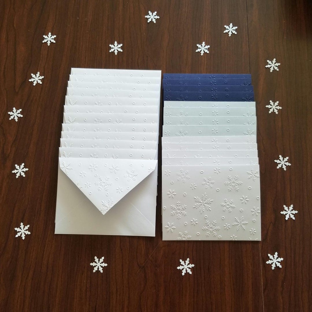 Snowflake Gift Notes Notecards Embossed - Set of 12 |snowflake | Christmas Embossed Cards ...