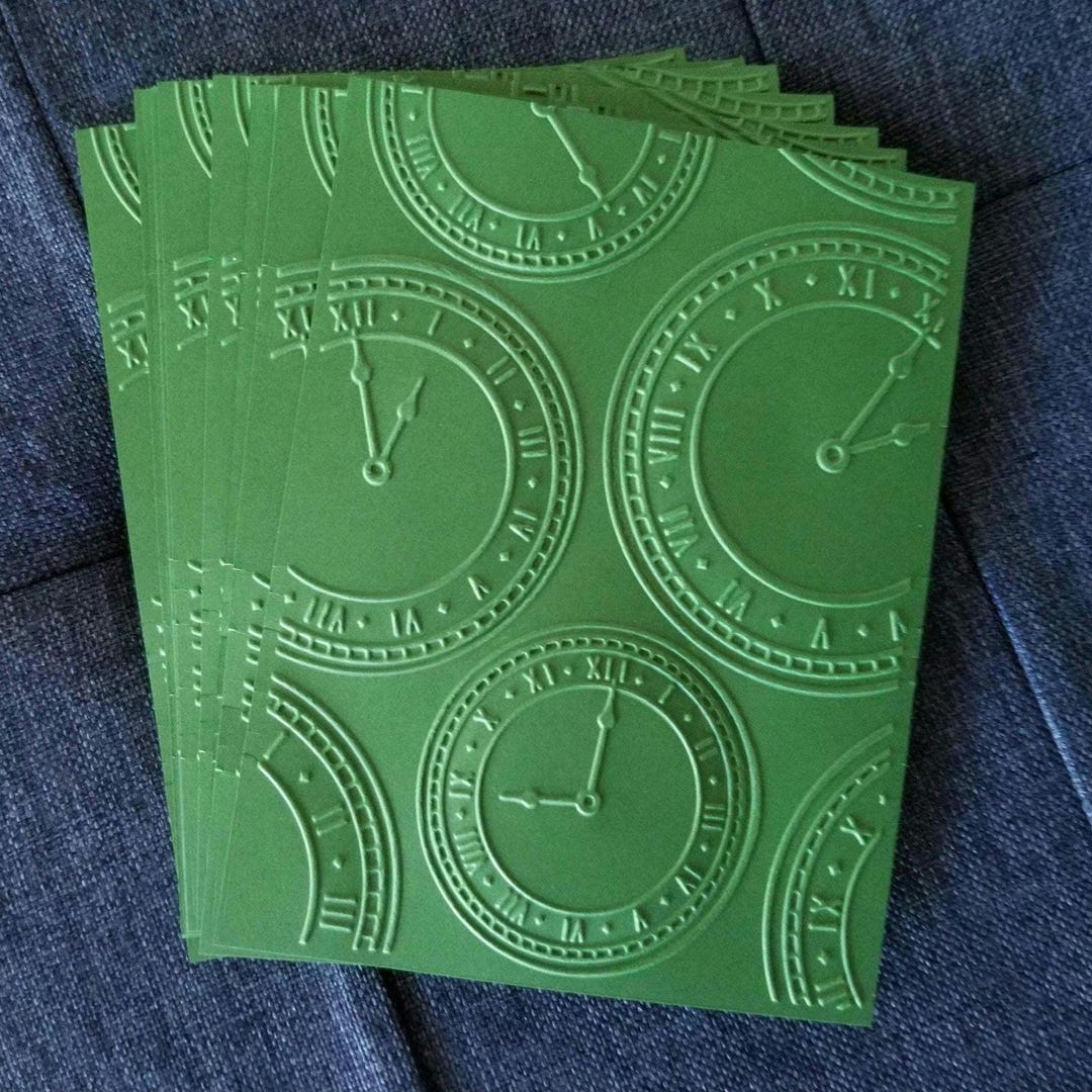 Embossed Clock Cardstock: Junk Journal Paper, Card Making (set of 12 ...
