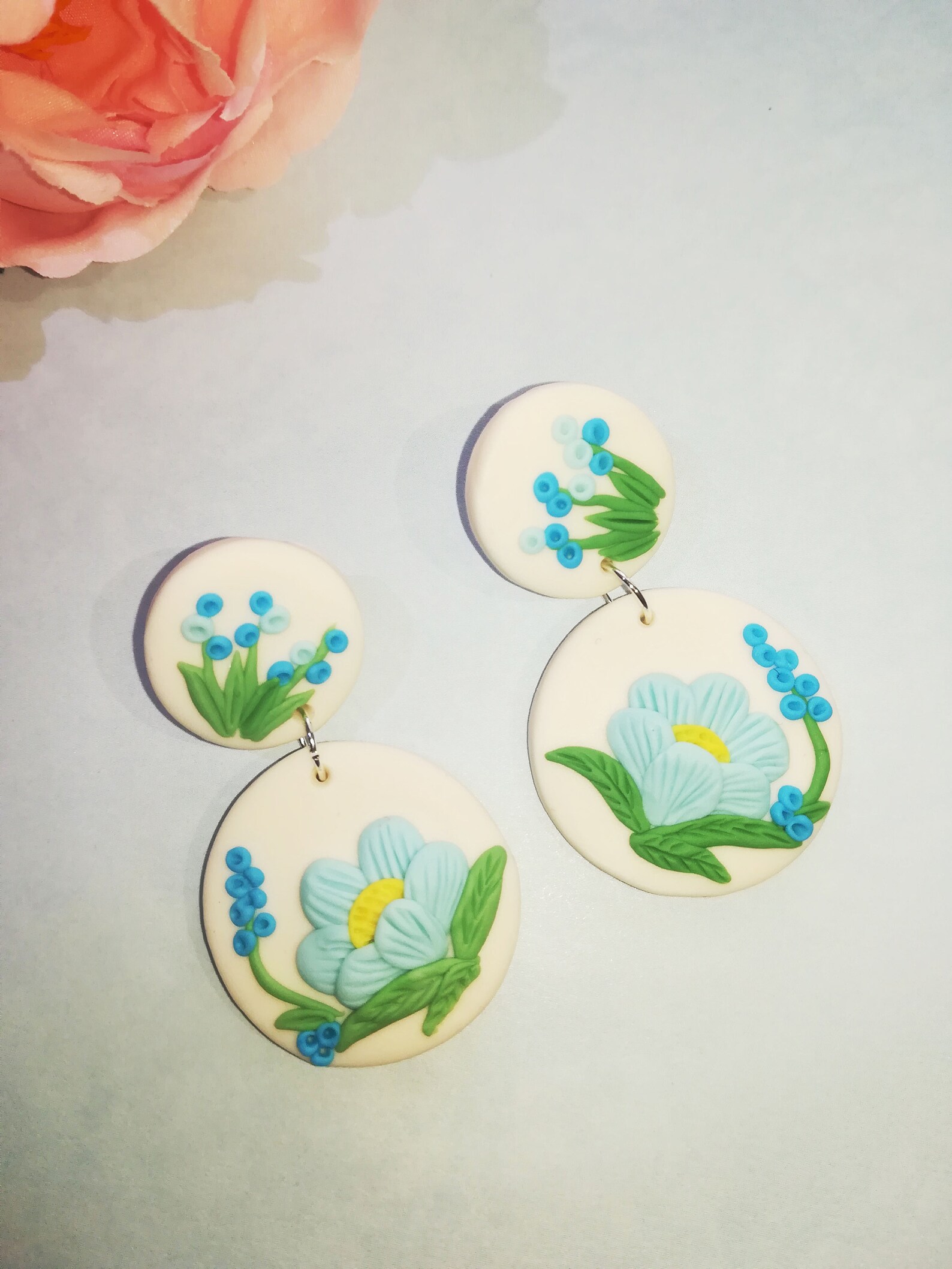 Polymer clay earrings Summer earrings Floral earrings Handmade Etsy