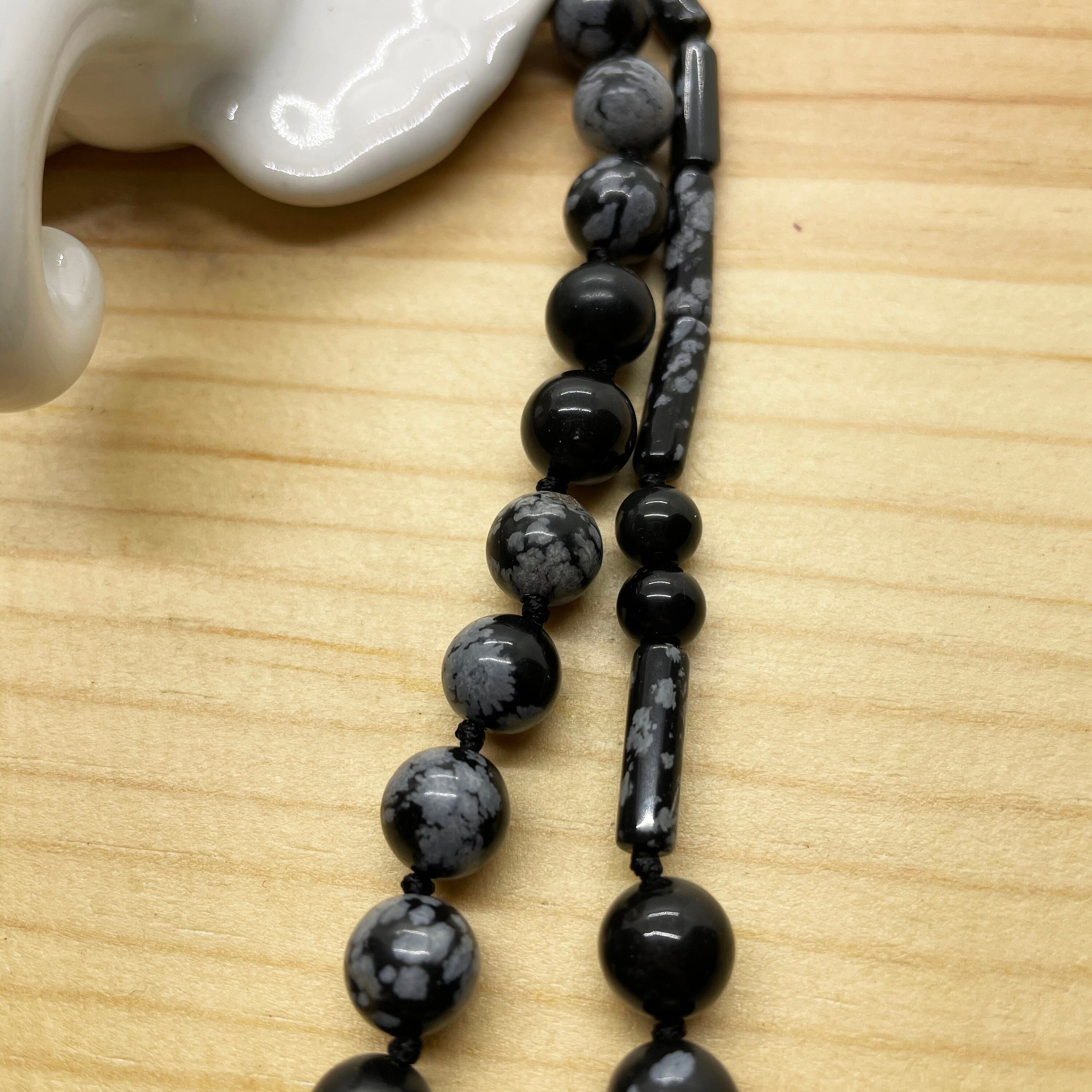 Morse code bead necklace i love you gift black bead snowflake | Etsy