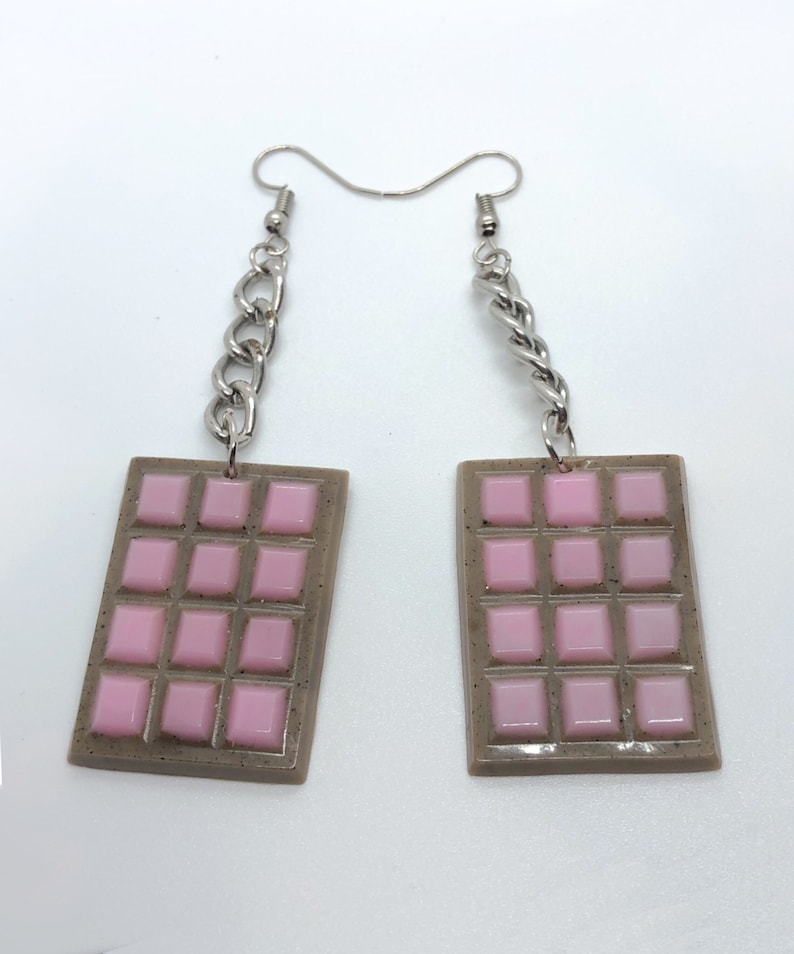 cute resin strawberry milk chocolate earrings