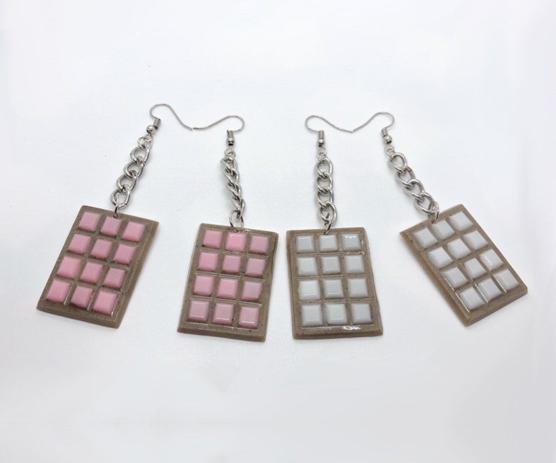 cute resin strawberry milk chocolate earrings