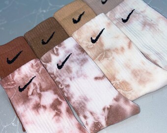 Authentic Neutral Nike Tie Dye & Over Dyed Socks ~ Each Garment Lovingly Hand Customised ~ Made To Order ~ Christmas ~ stocking ~ Beige