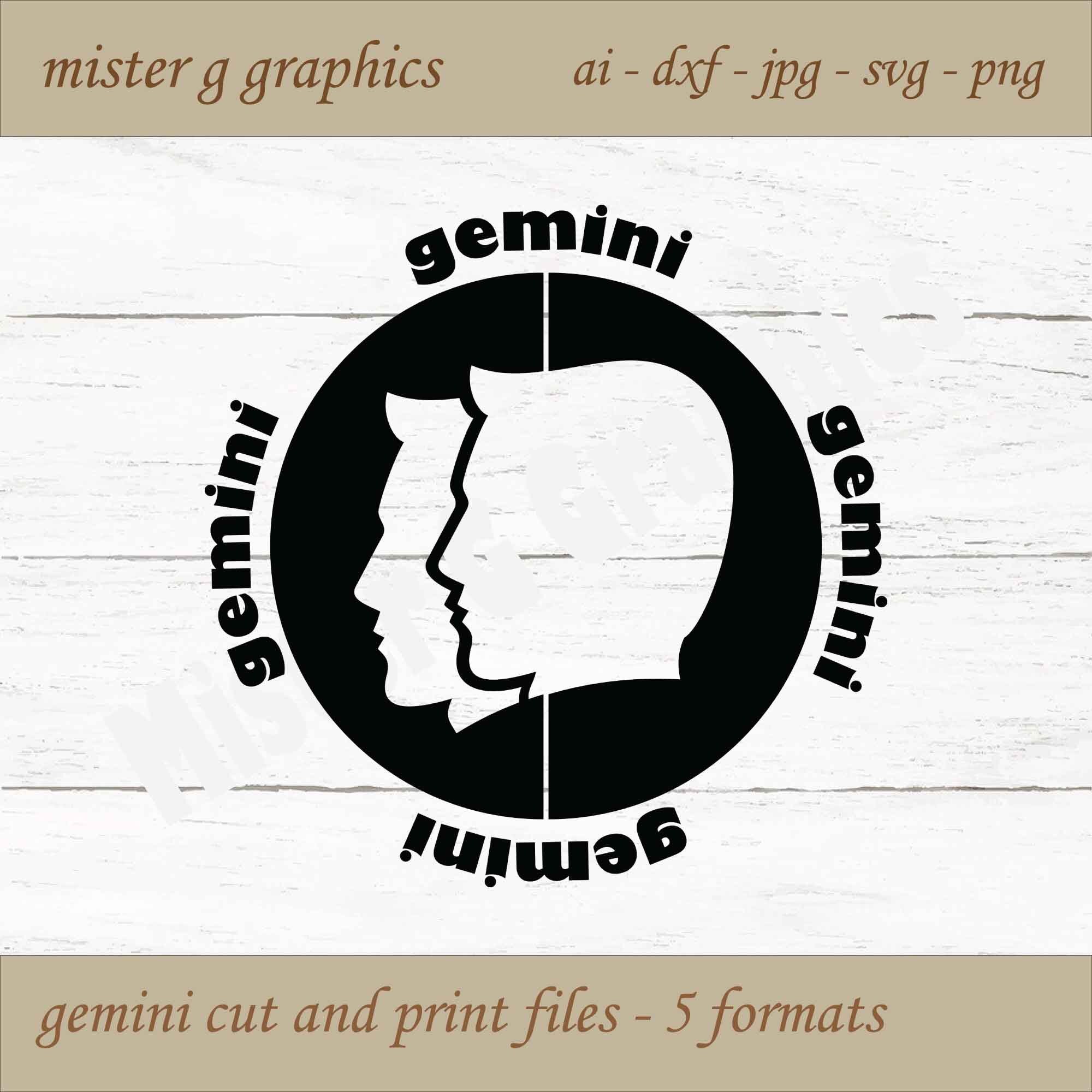 Gemini SVG Zodiac SVG Cut File Silhouette Cricut 5 Formats Etsy
