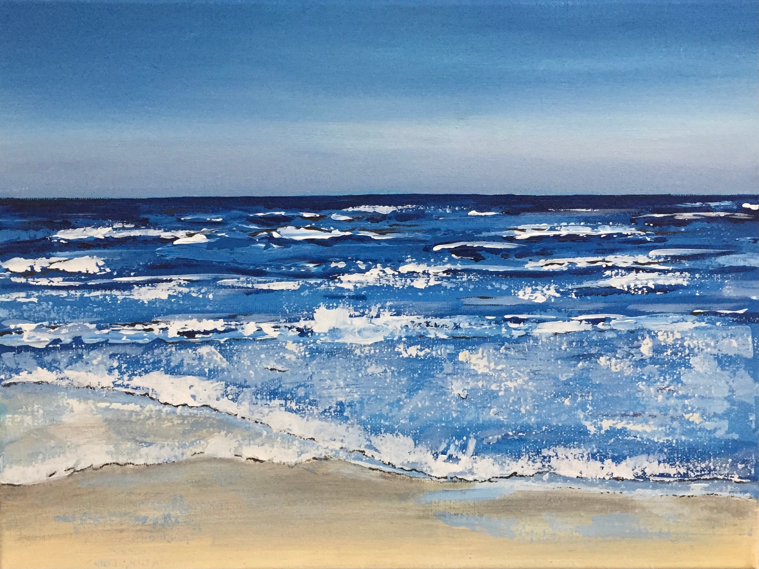 Beach Art. Abstract Ocean Art Gentle waves original textured Etsy