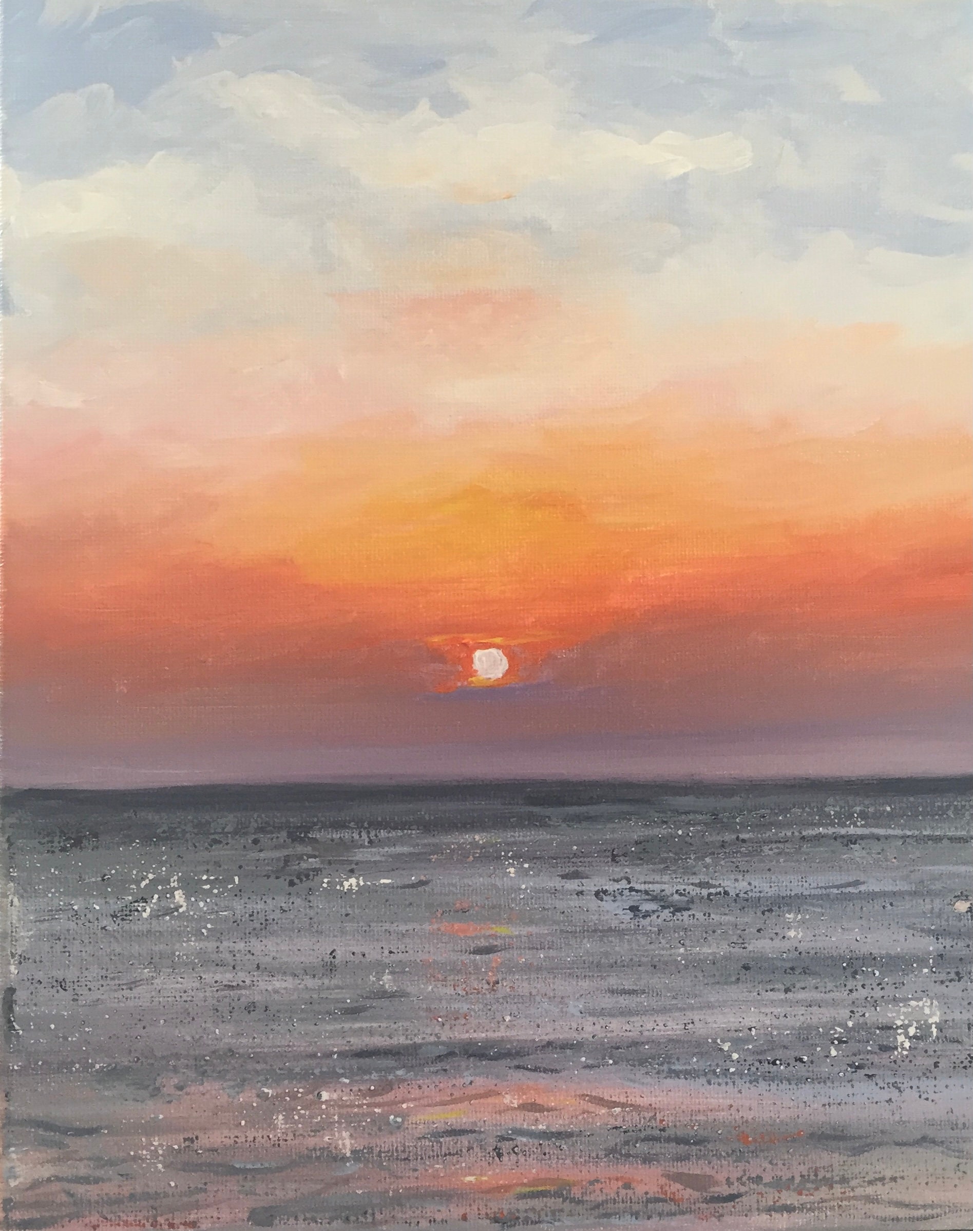 Original acrylic painting Sunset over the ocean | Etsy