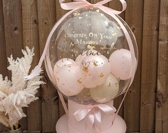 Personalised Bubble Balloon Hat Box for birthday, anniversary, graduation, new home, new baby gift