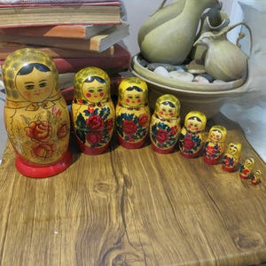 Vintage Original Russian Dolls - Set of  9 - Rare - Decorative