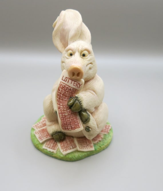 Vintage Pig Ornament - Piggin Lottery - by David Corbridge -  Hand made 1996 - Collectible