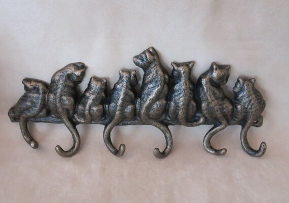 Cat Coat Hook - Cast Iron - Bronze Look - Great Gift for Cat Lovers