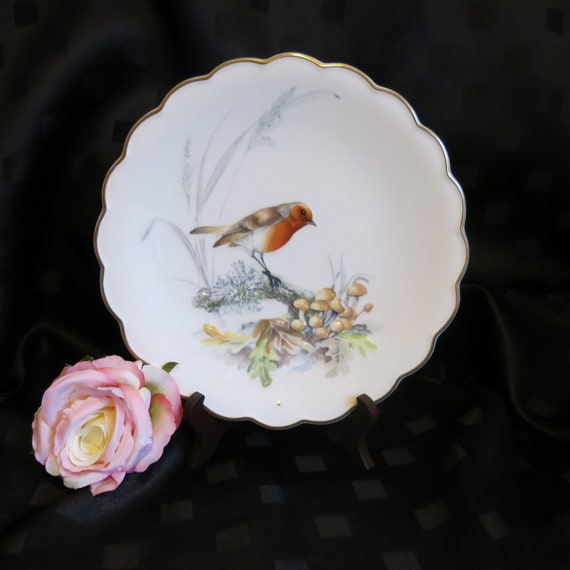 Vintage Royal Worcester - Limited Edition - "Cock Robin in the Autumn Woods" part of the Birds of Dorothy Doughty Dessert Plates"
