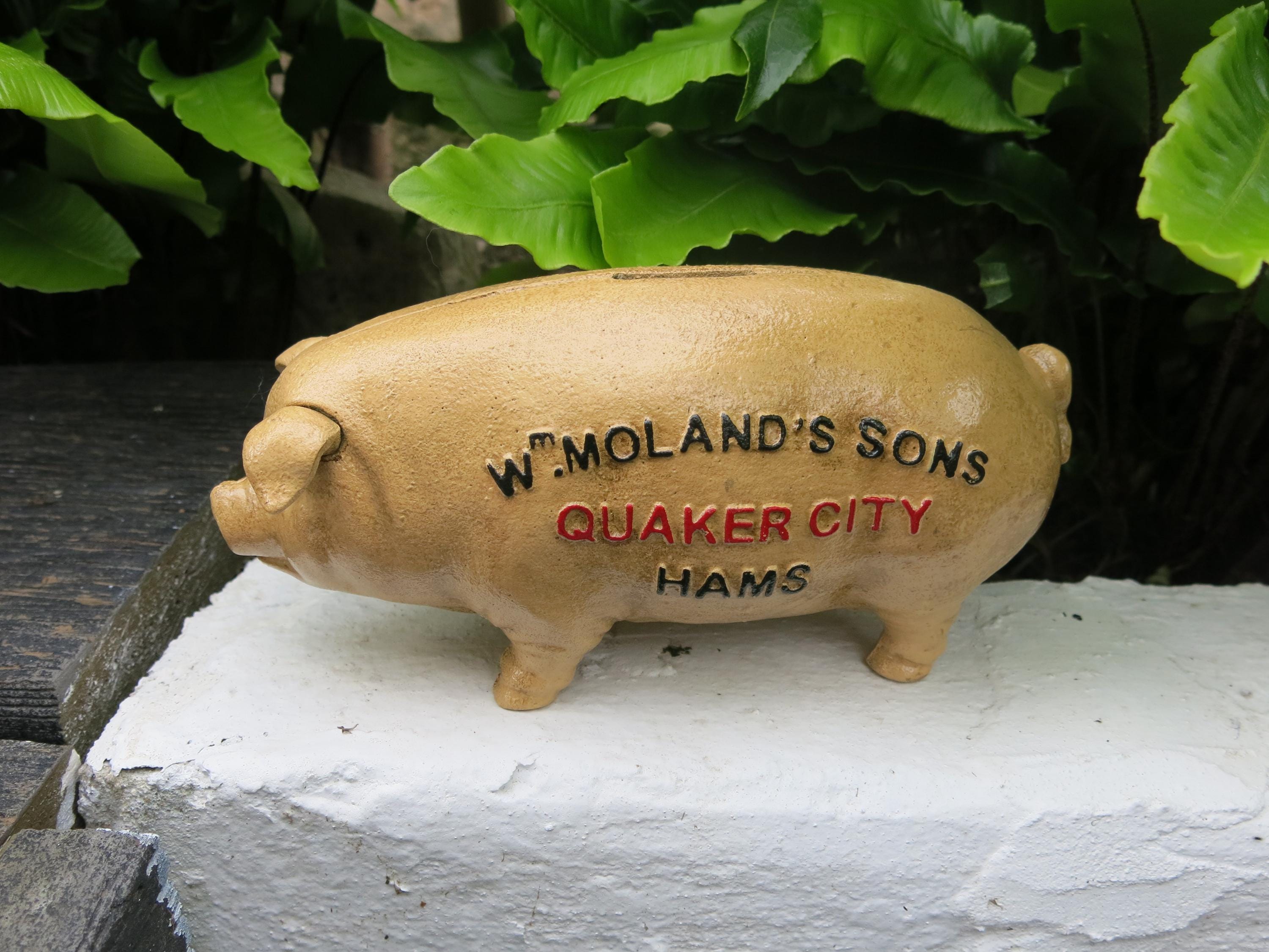 Vintage Cast Iron Piggy Bank: Wm Moland's Hams Replica - Etsy