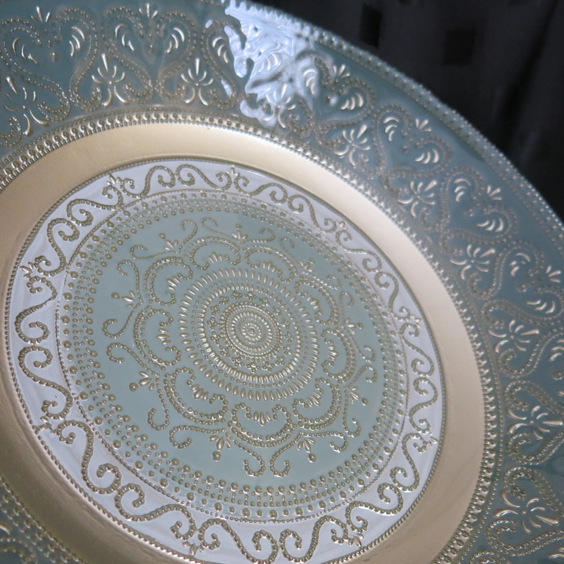 Beautiful Vintage Gold and Green Decorative Bowl Free UK Etsy