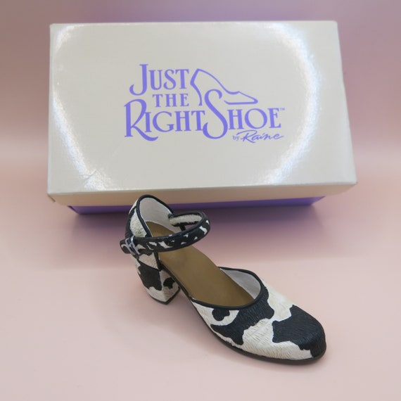 Vintage Just the Right Shoe, Miniature Shoe by Raine - Bovine Bliss - Black and White - Collectible