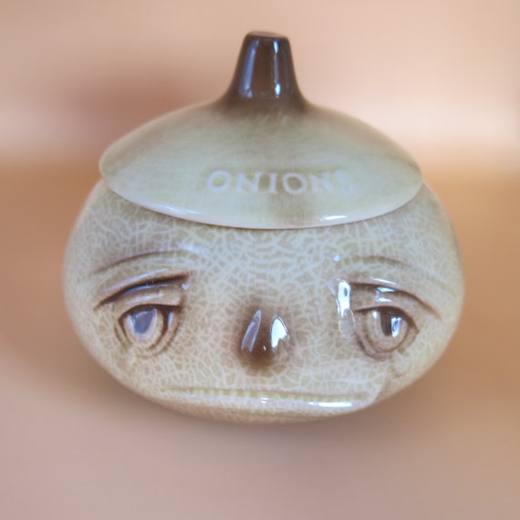 Vintage Picked Onion Face Pot circa 1960s Collectible Character Condiment Pot