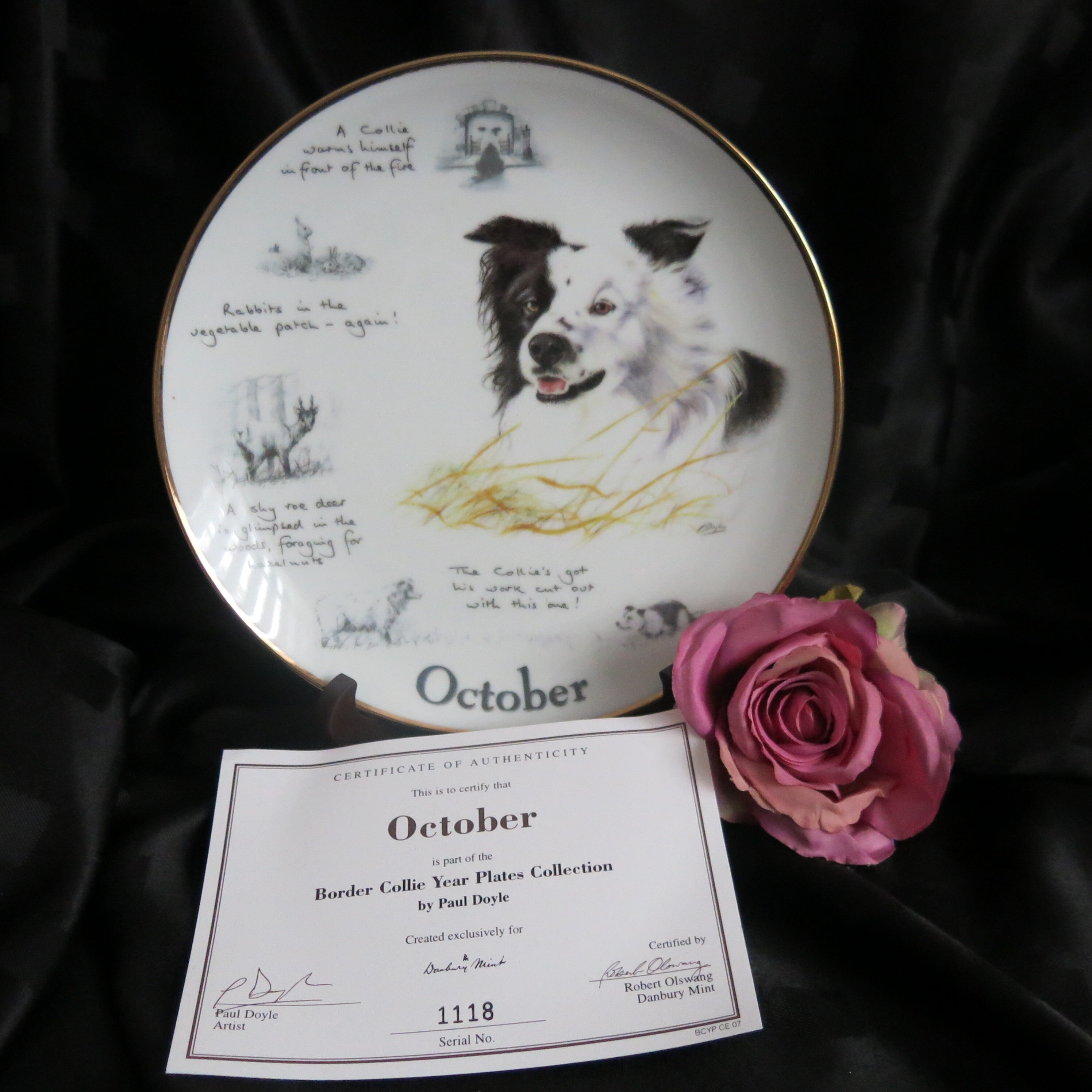 Danbury Mint Border Collie Plate - October, Paul Doyle Art - Etsy