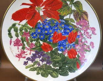 RHS Flower Plate - Flowers of December - Franklin Porcelain - 27 cm in Diameter - Collectible - Vintage