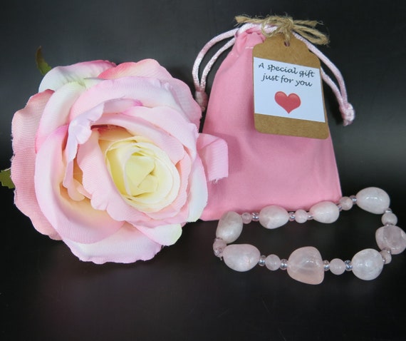 Make Your Own Rose Quartz Semi-Precious Stone Bracelet - Wedding Favour/Party Favour/Girls Party/Stocking Filler/Dinner Party FREE DELIVERY