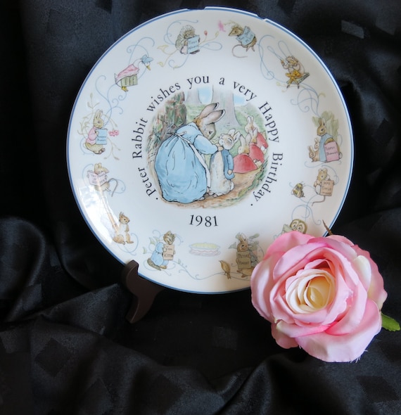 Vintage Peter Rabbit Plate 1981 Birthday Plate Rare Wedgwood Beatrix Potter Collectible