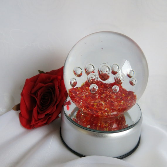 Striking Red and Yellow Glass Bubble Paperweight