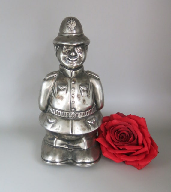 Policeman, money box, silver plated, Robbie the Bobby , 18 cm High, collectible,r are