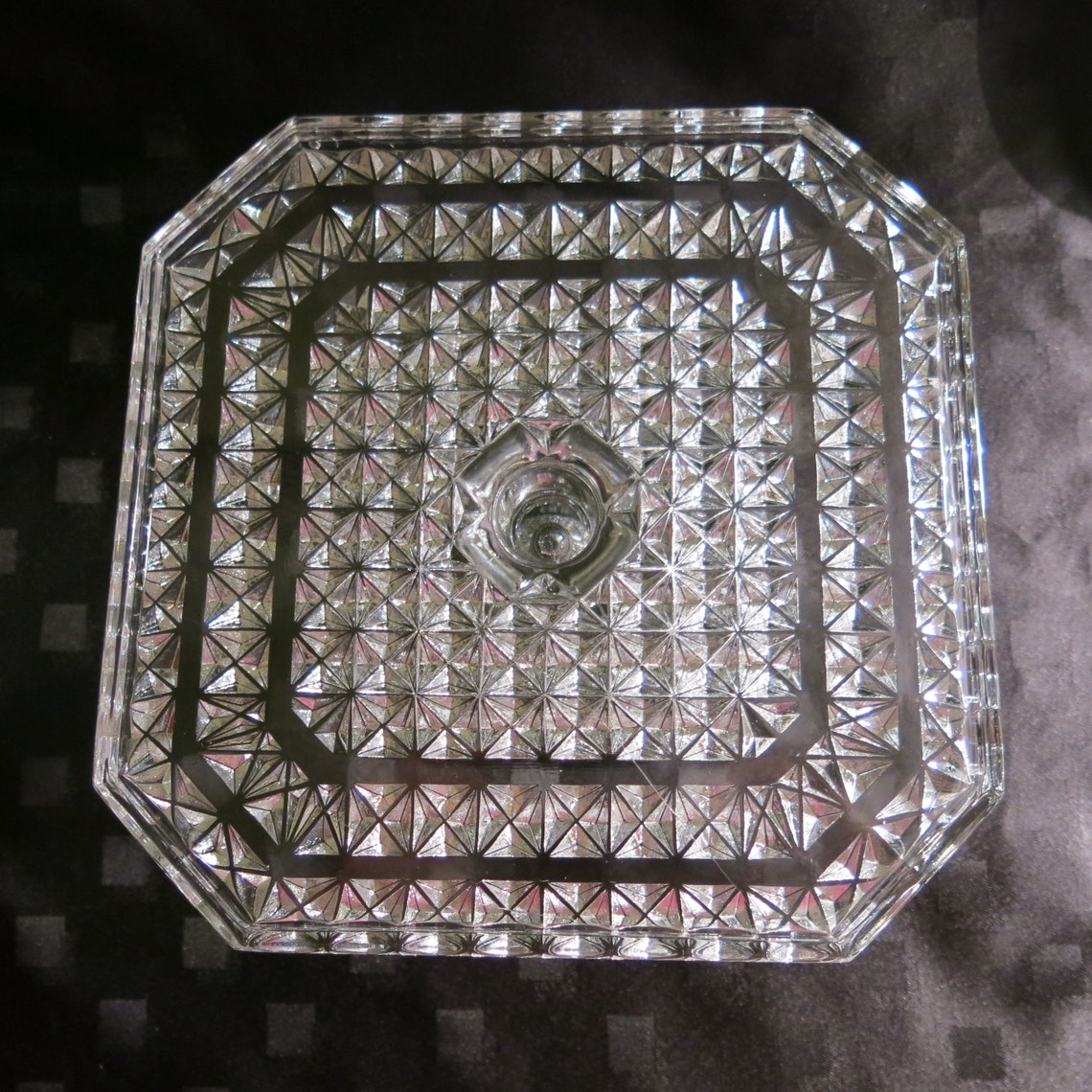 Vintage Patterned Lead Crystal Cake Stand 23 cms diameter Etsy