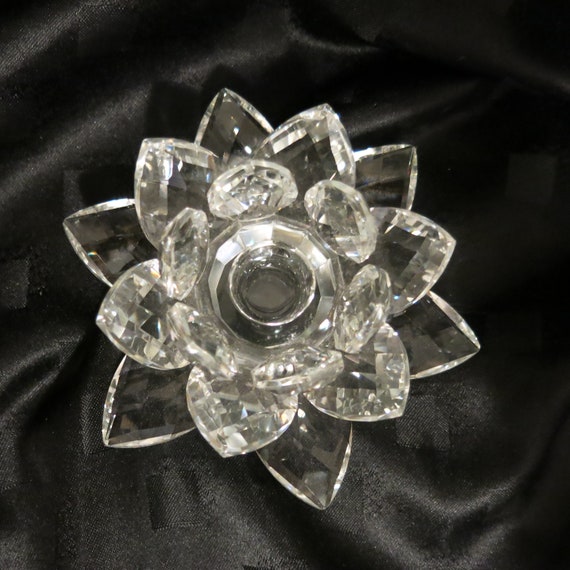 Vintage Cut Glass Flower Candle Holder