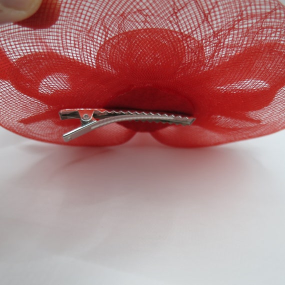 Fascinator Red Feather and Organza Beautiful Hair… - image 8