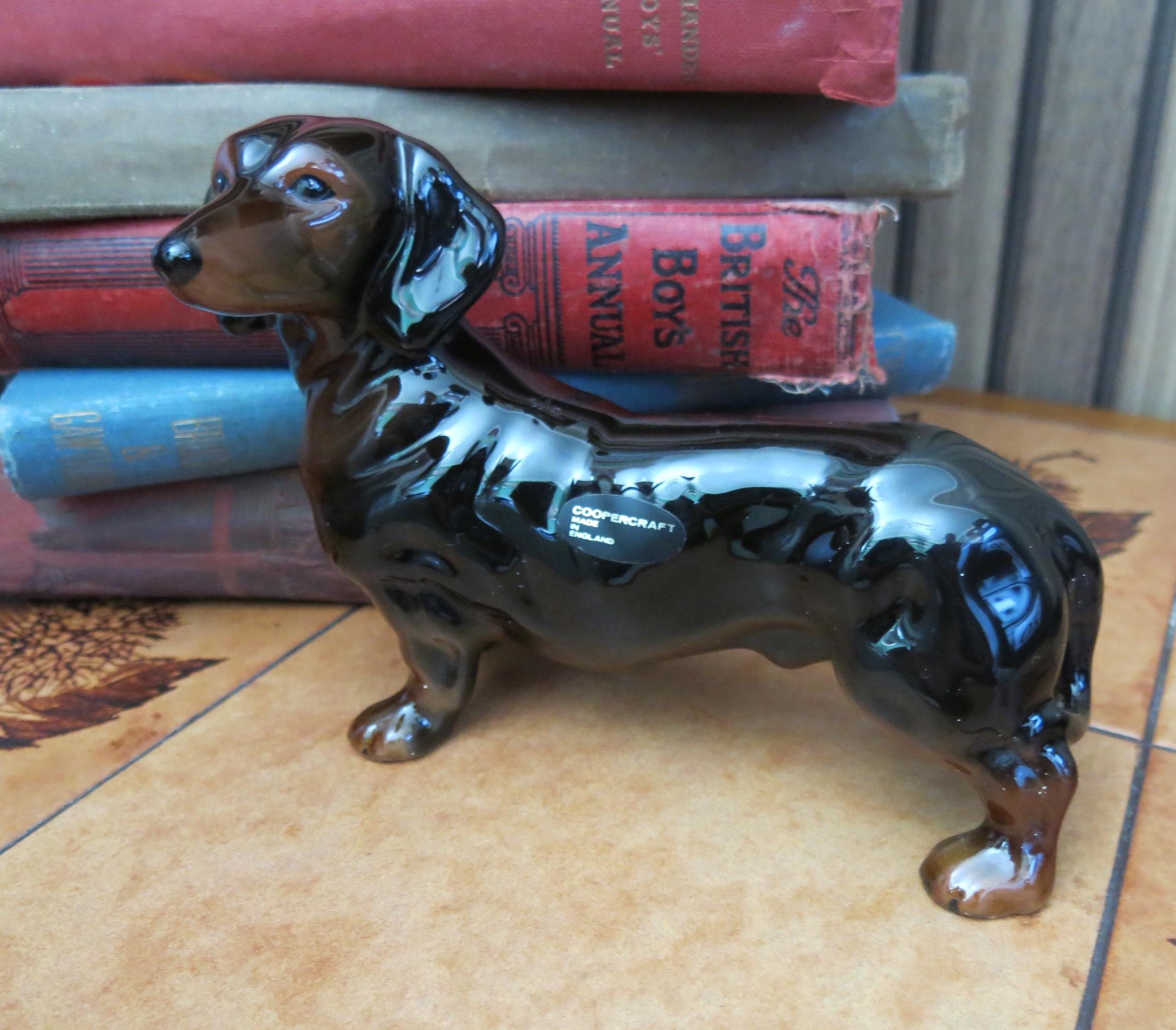Vintage Coopercraft Dachshund Figurine: Glazed Ceramic Sausage Dog