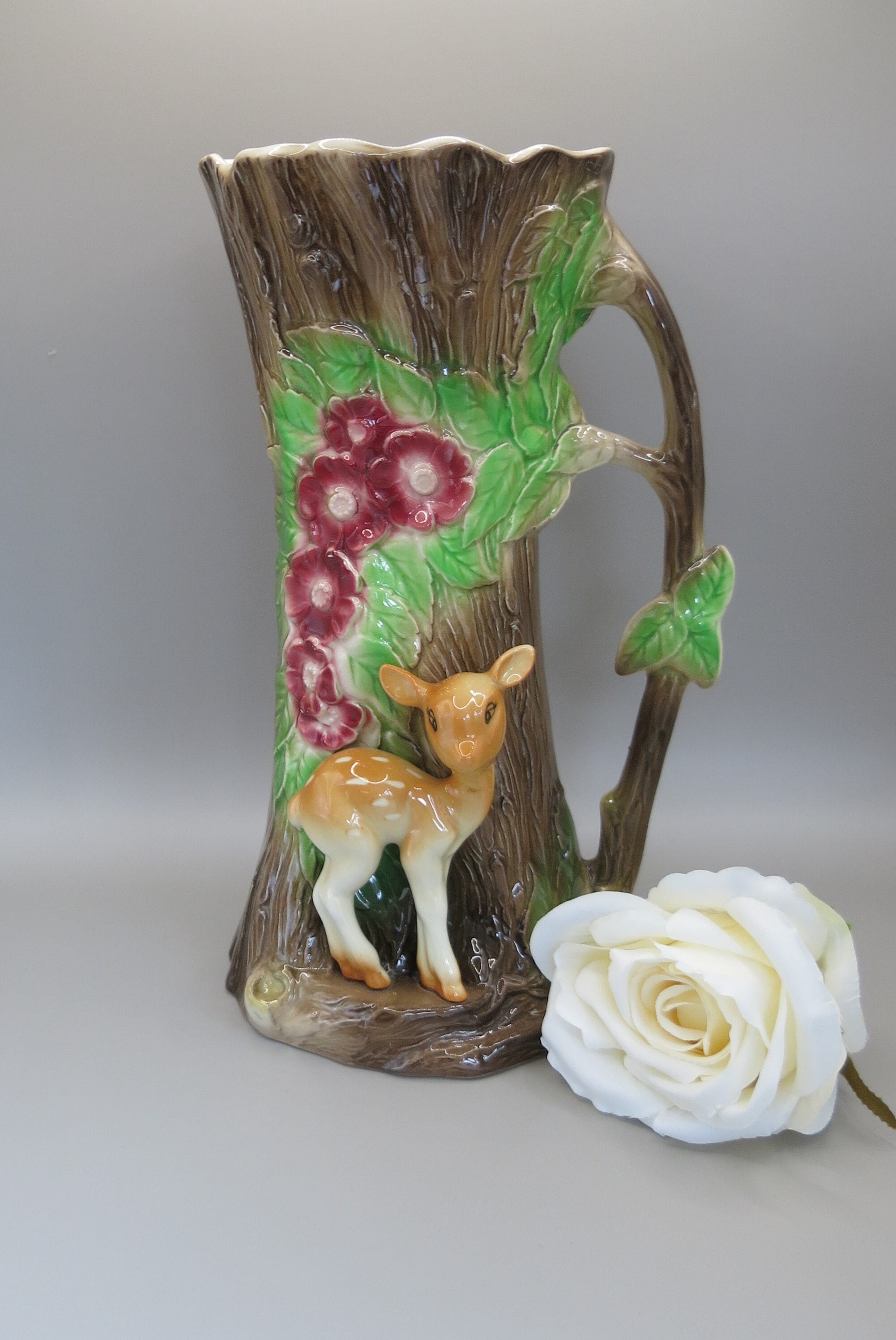 Vintage Vase Royal Hornsea Pottery, Fauna Design, Deer/fawn Tree