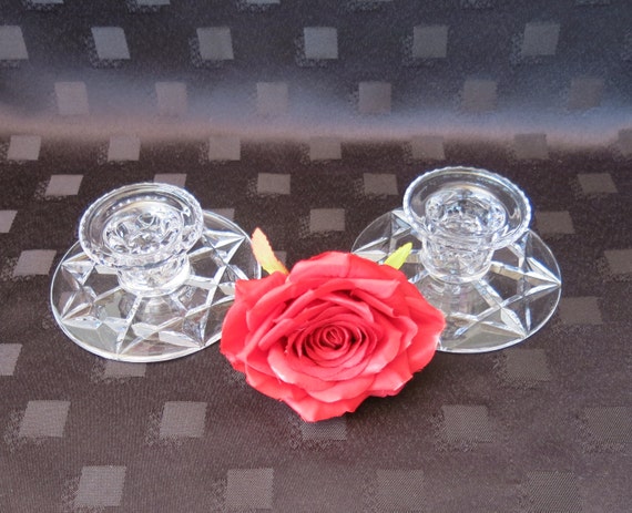 Beautiful Vintage Stuart Crystal Candlesticks - Wedding/Anniversary Gift
