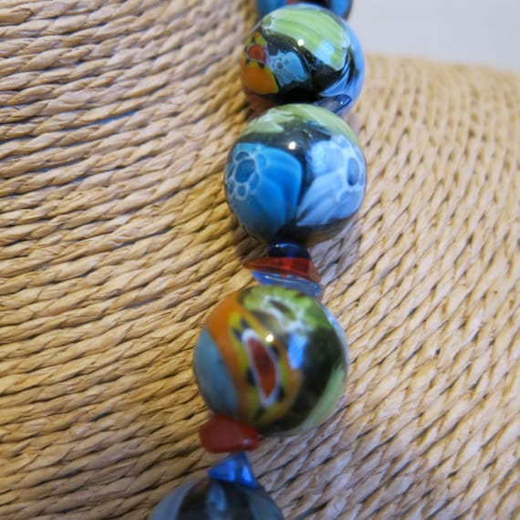 Vintage Colourful Necklace Millefiori Italian Gla… - image 5