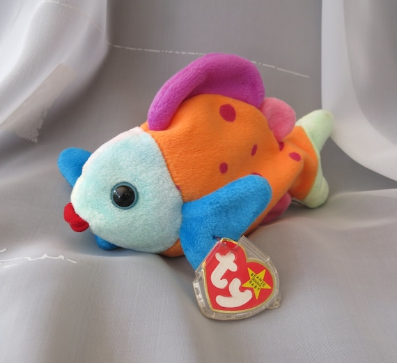 ty Beanie Baby - Lips the Colourful Fish - DOB 15th March 1999 - Collectible - Vintage