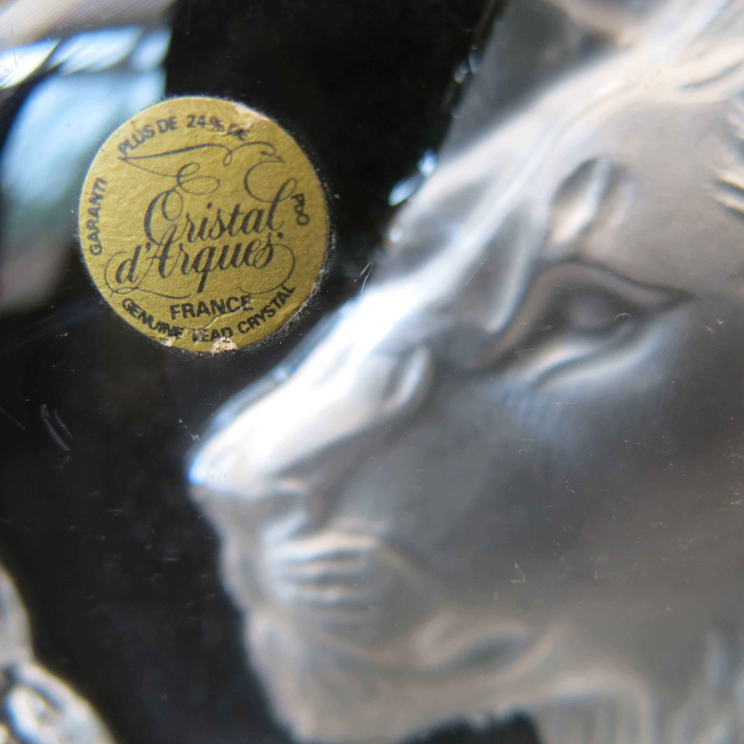Lion Glass Paperweight - Lead Crystal - Made in France - Vintage