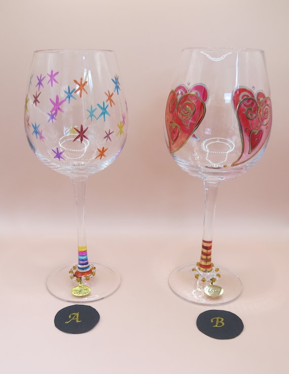 Decorative Large Wine/Gin/Spritzer Glass, Special, Colourful, Lovely Gift