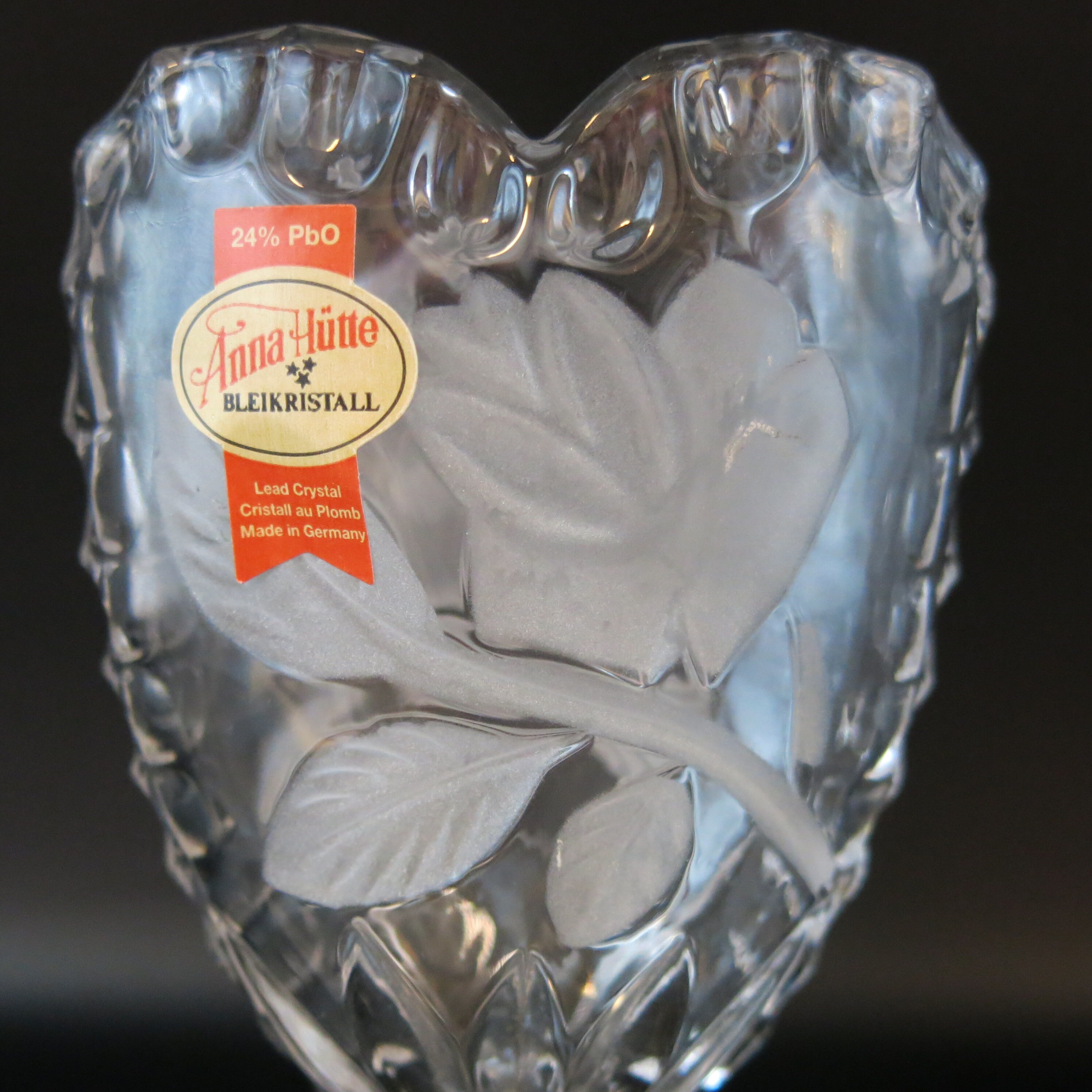 Vintage Lead Crystal Basket/heart Vase - Anna Hutte - Made in