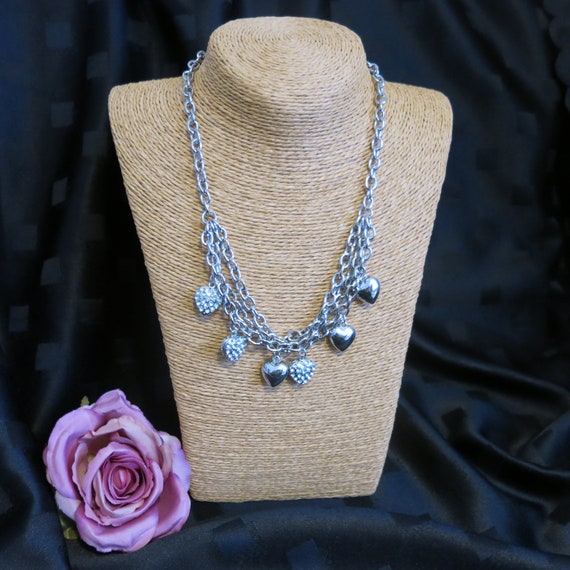 Beautiful Necklace/Chain with 6 x Heart Pendants - Length 20 inches - Glamorous - Special Gift for Her - Costume Jewellery