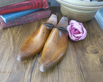 Antique Wooden Hinged Shoe Trees - Decorative - Collectible - Props