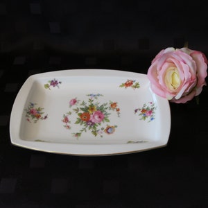 Vintage Minton Bone China Trinket Dish: Floral Design, Made in England