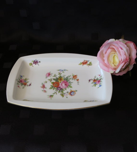 Vintage Minton Flower Trinket Dish - Bone China - Made in England - Beautiful Flower Design - Lovely Gift