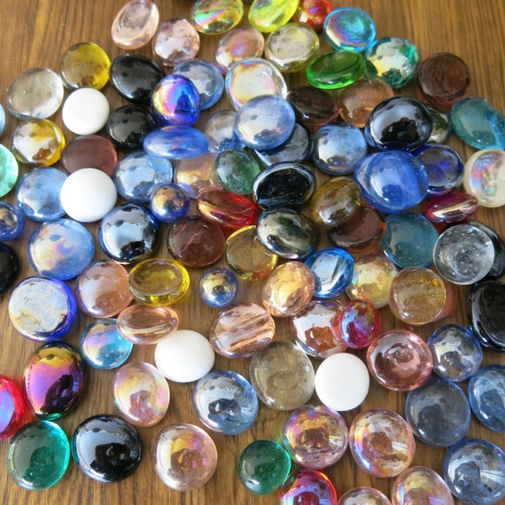 Multi-coloured Small Decorative Glass Pebbles 400g Mosaic Making Crafting Decorative approximately 100