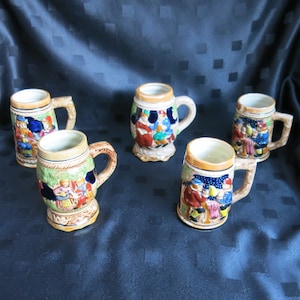 5 x Vintage Beer Stein - hand painted - Collectible - German Steins