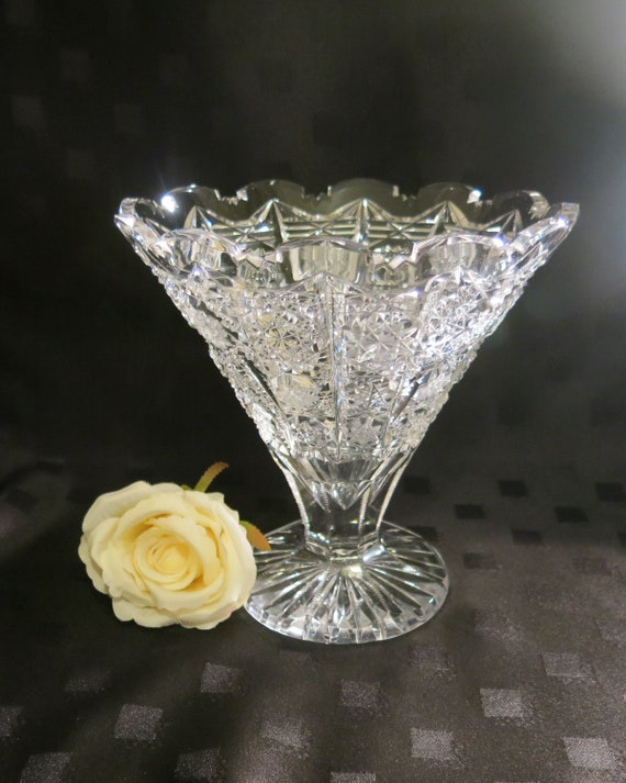 Vintage Cut Glass Vase/Fruit Bowl Decorative