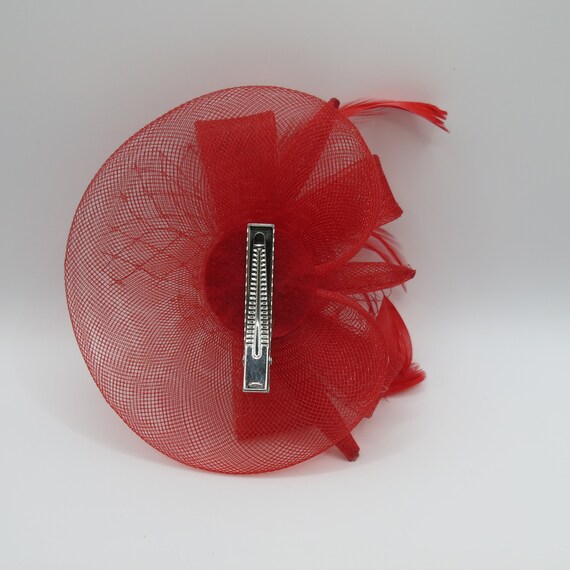 Fascinator Red Feather and Organza Beautiful Hair… - image 7